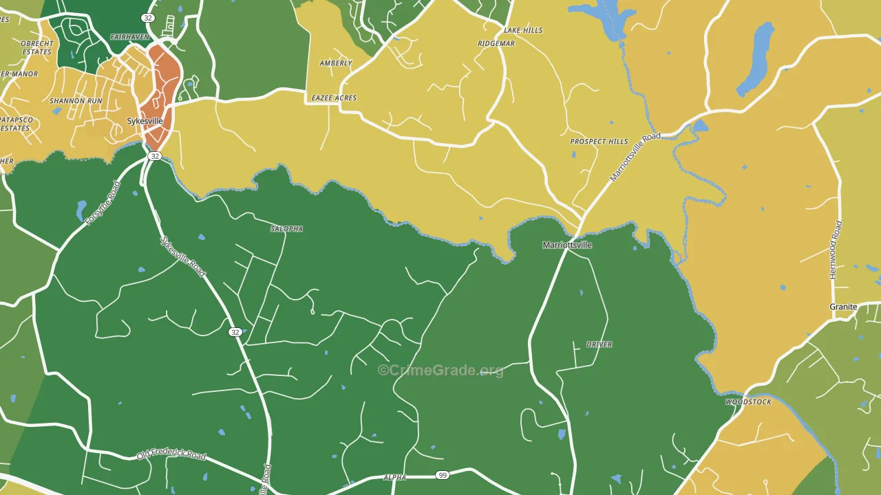 Marriottsville, MD Map of Burglary Rates