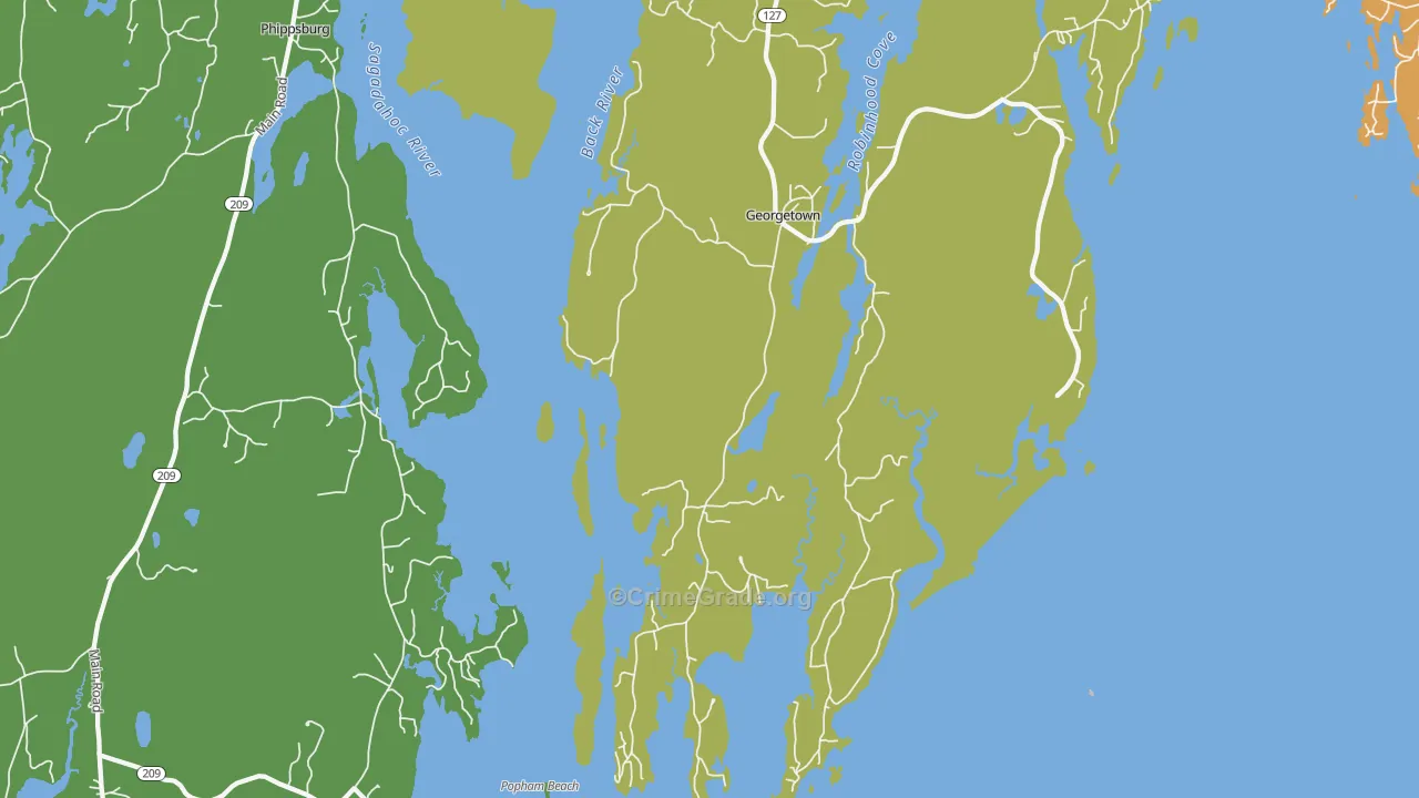Marrtown, ME Map of Burglary Rates