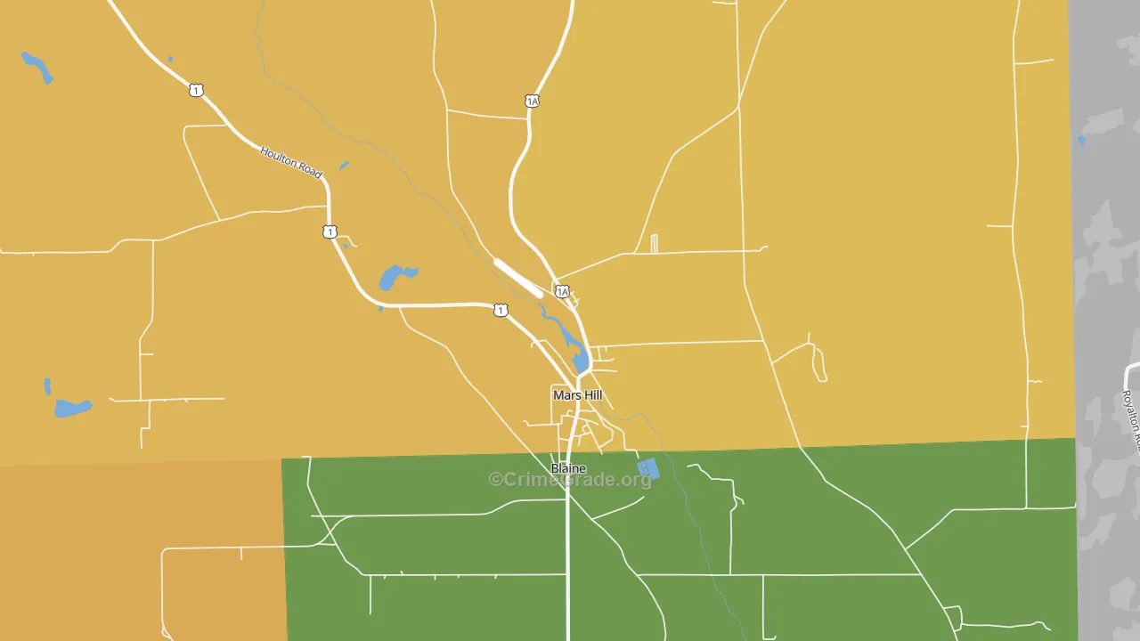 Mars Hill, ME Map of Burglary Rates