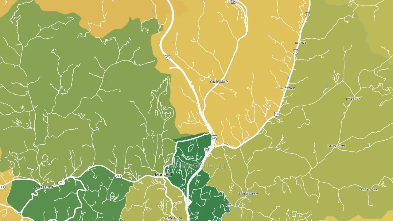 Mars Hill, NC Map of Burglary Rates