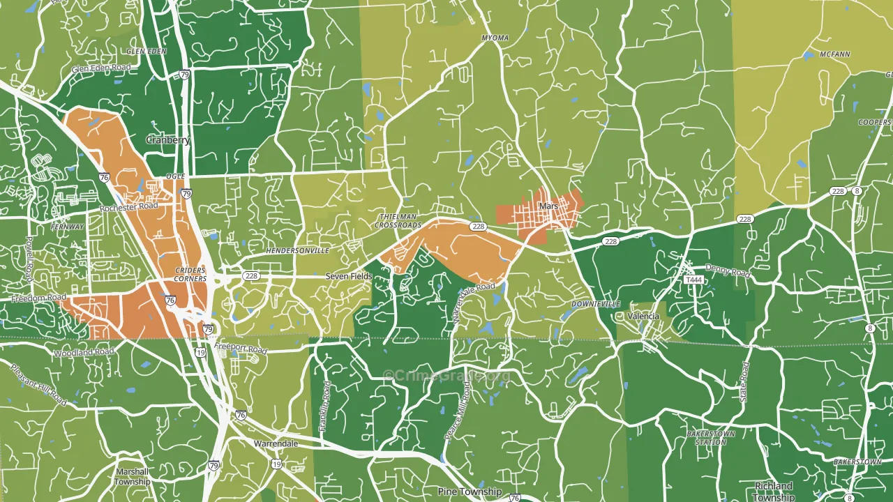 Mars, PA Map of Burglary Rates