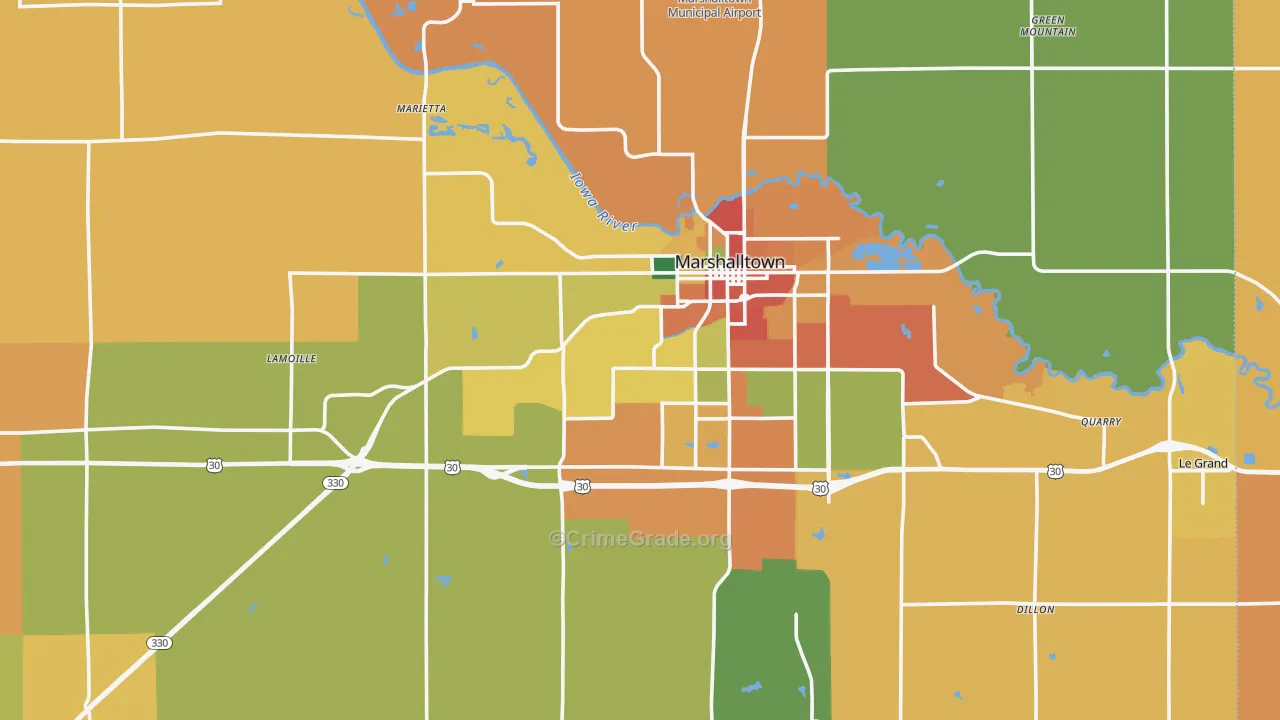 Marshall County, IA Map of Burglary Rates
