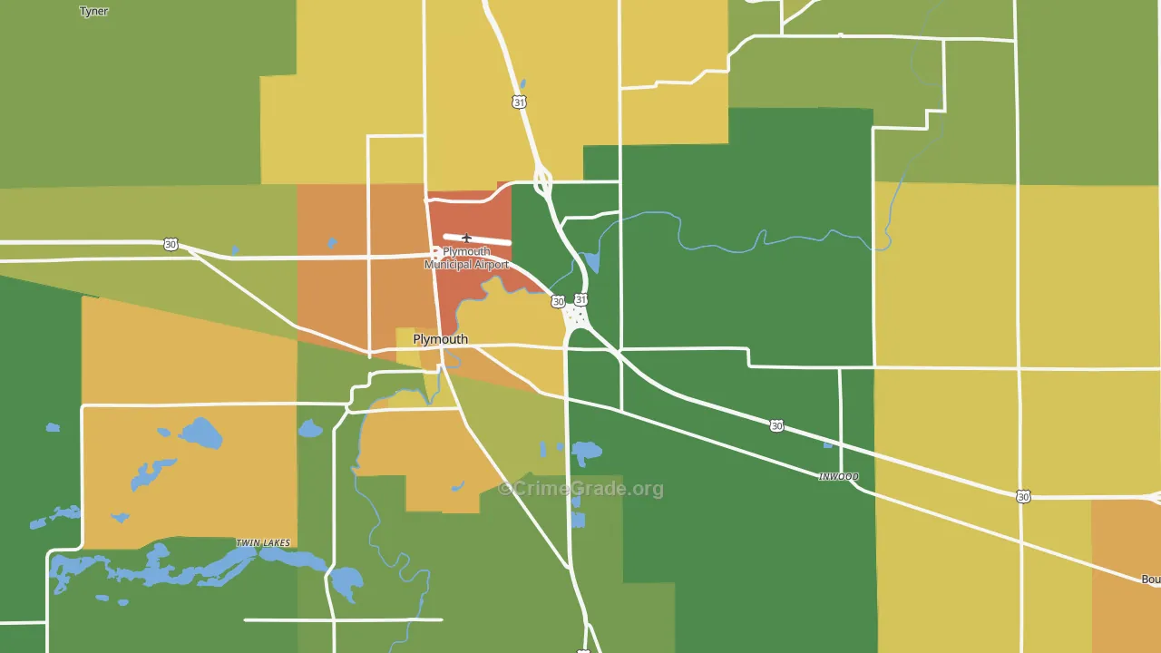 Marshall County, IN Map of Burglary Rates