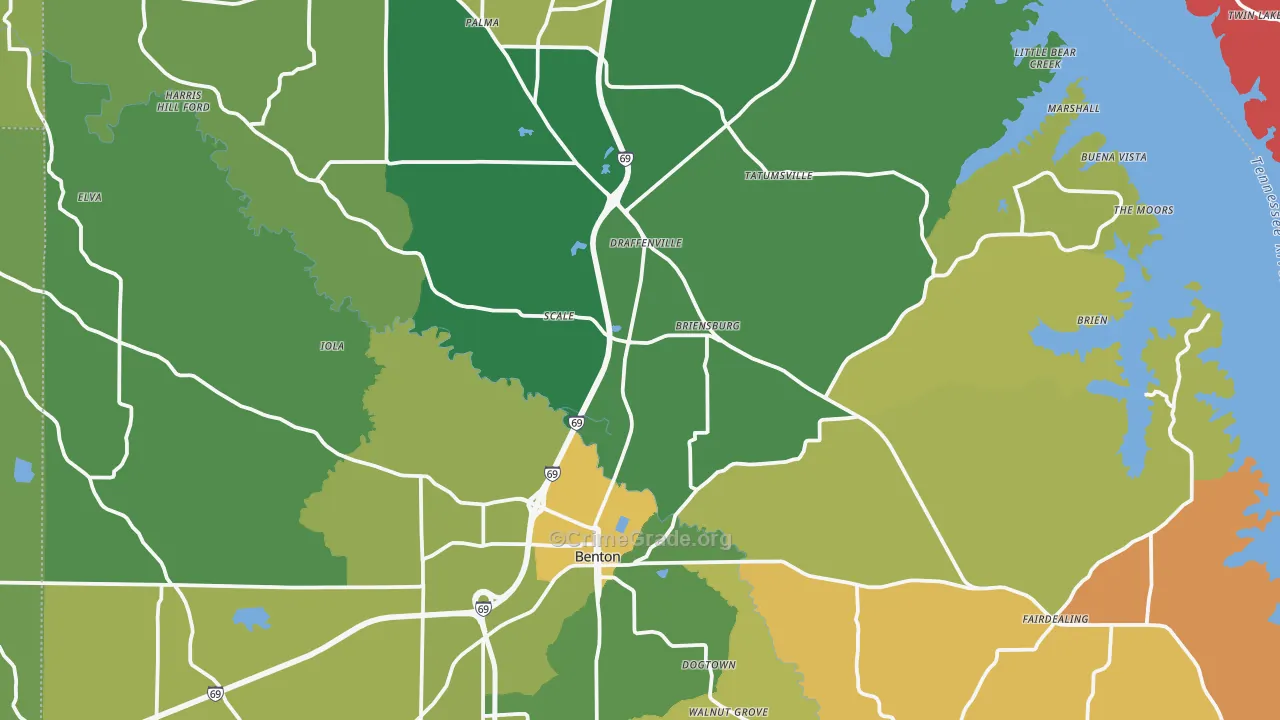 Marshall County, KY Map of Burglary Rates