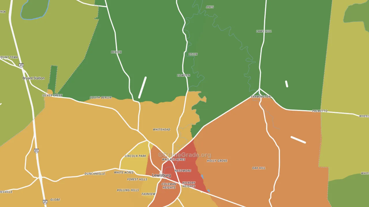 Marshall County, TN Map of Burglary Rates