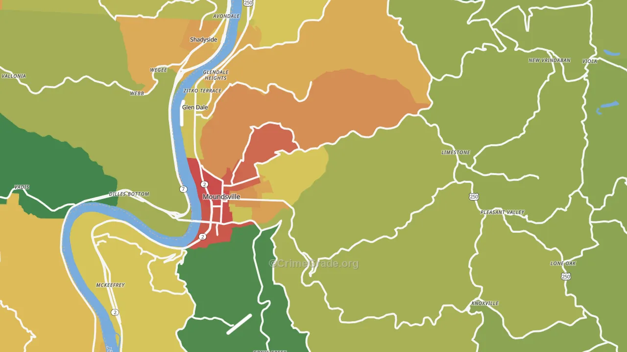 Marshall County, WV Map of Burglary Rates