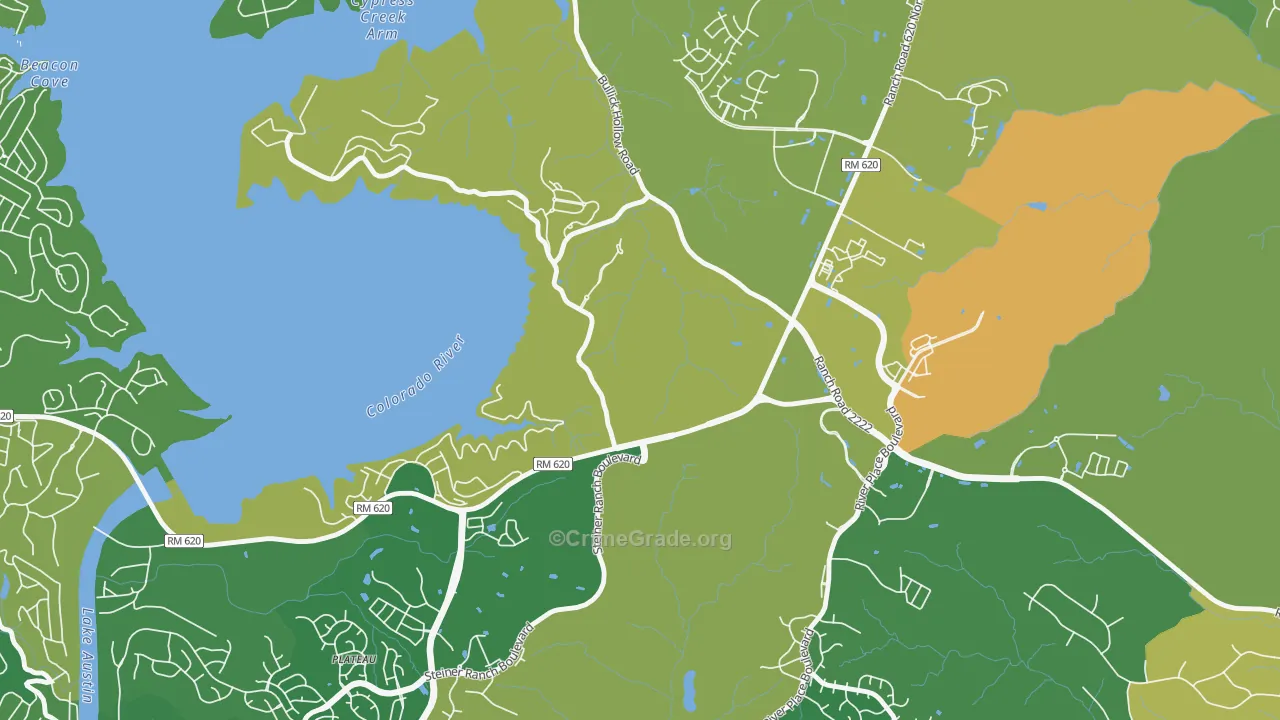 Marshall Ford, TX Map of Burglary Rates