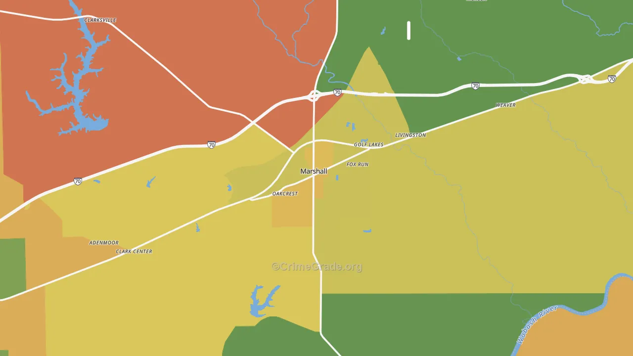 Marshall, IL Map of Burglary Rates