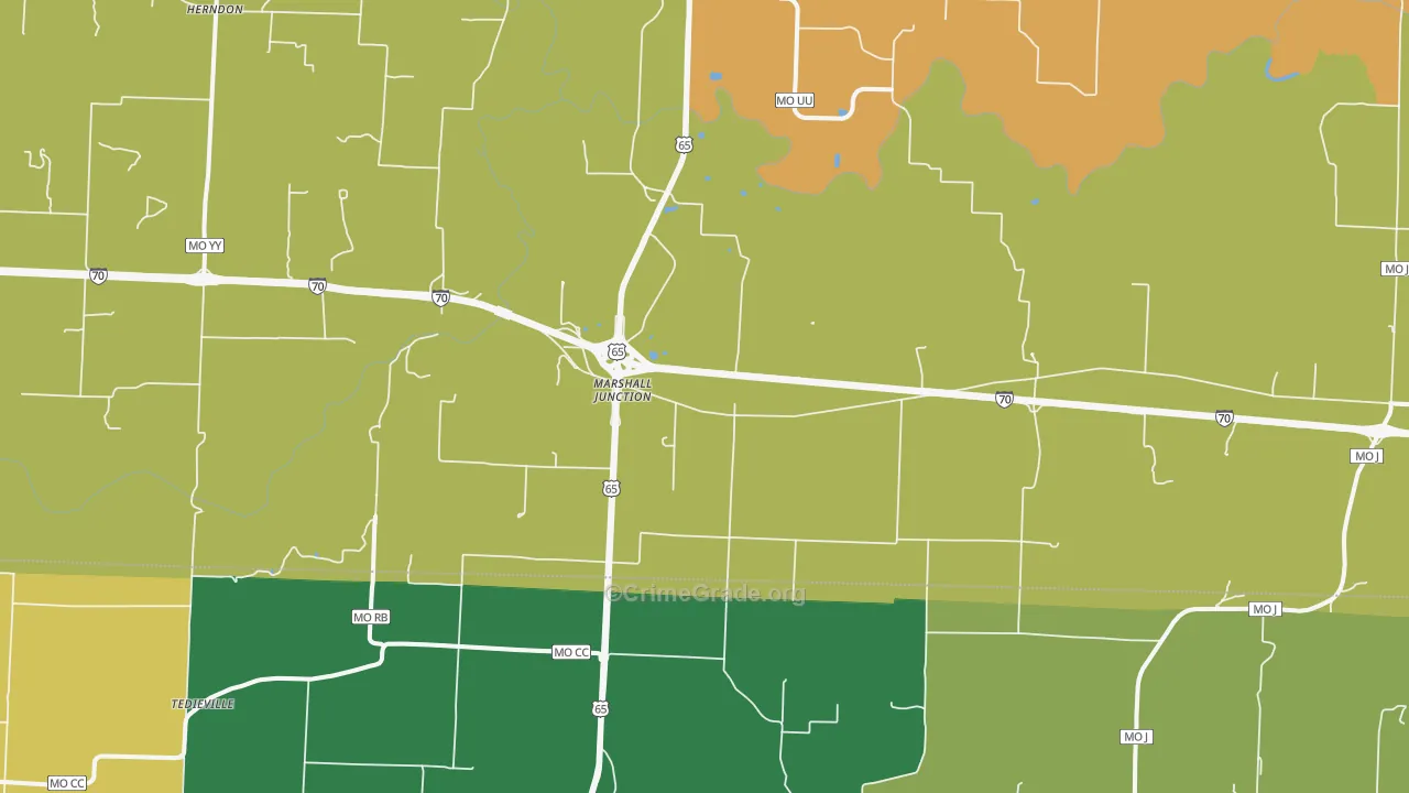 Marshall Junction, MO Map of Burglary Rates