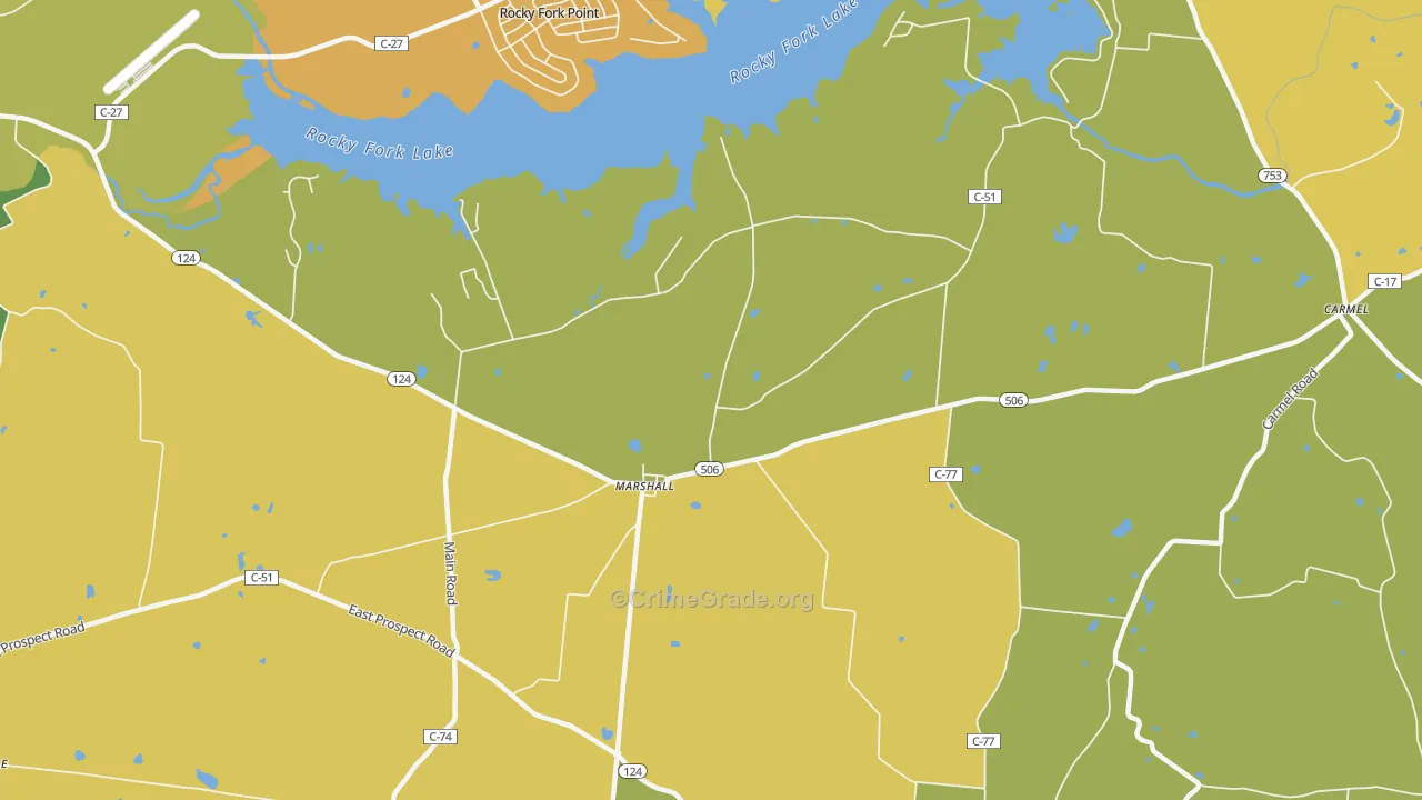 Marshall, OH Map of Burglary Rates