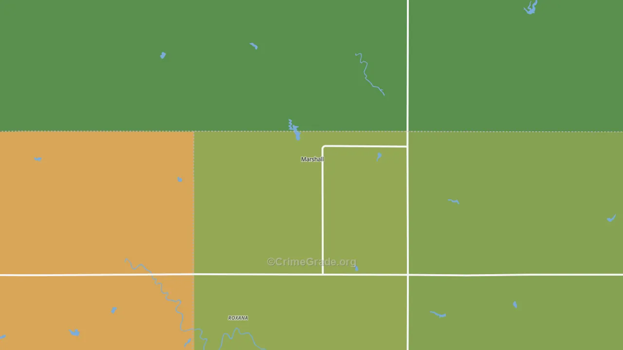 Marshall, OK Map of Burglary Rates