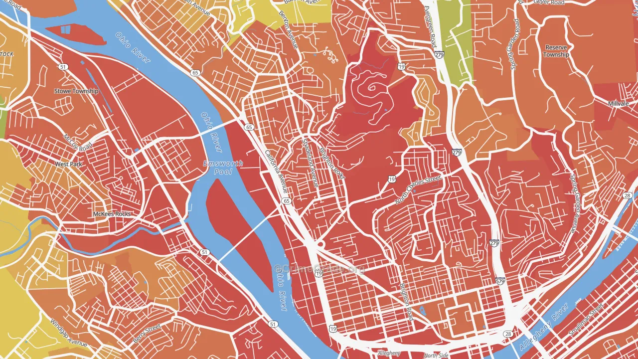 Marshall-Shadeland, Pittsburgh, PA Map of Burglary Rates