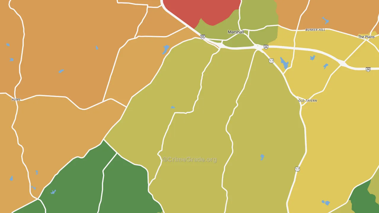 Marshall, VA Map of Burglary Rates