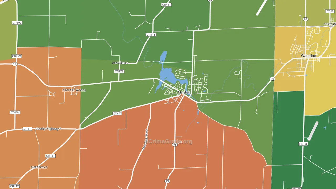 Marshall, WI Map of Burglary Rates