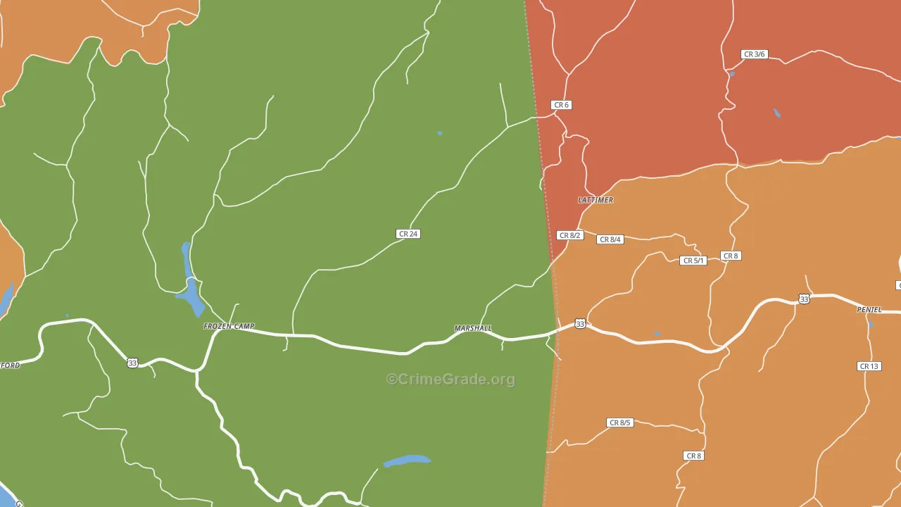 Marshall, WV Map of Burglary Rates