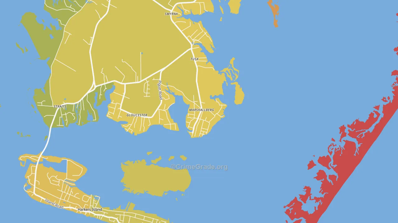 Marshallberg, NC Map of Burglary Rates