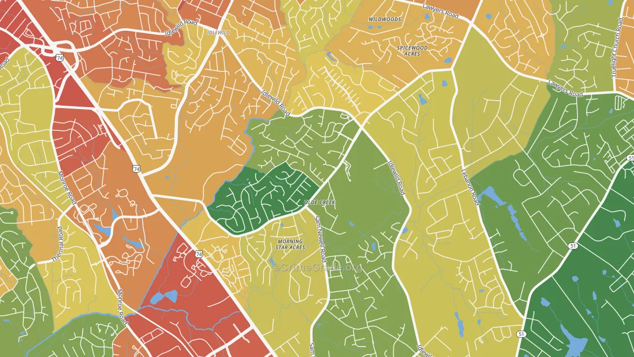 Marshbrooke, Matthews, NC Map of Burglary Rates