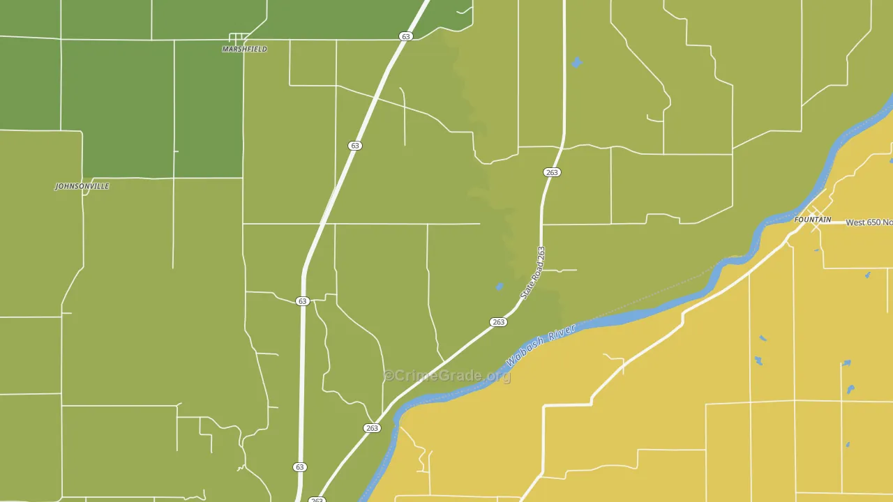 Marshfield, IN Map of Burglary Rates