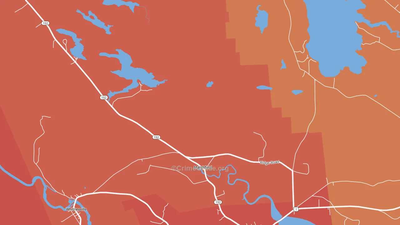Marshfield, ME Map of Burglary Rates