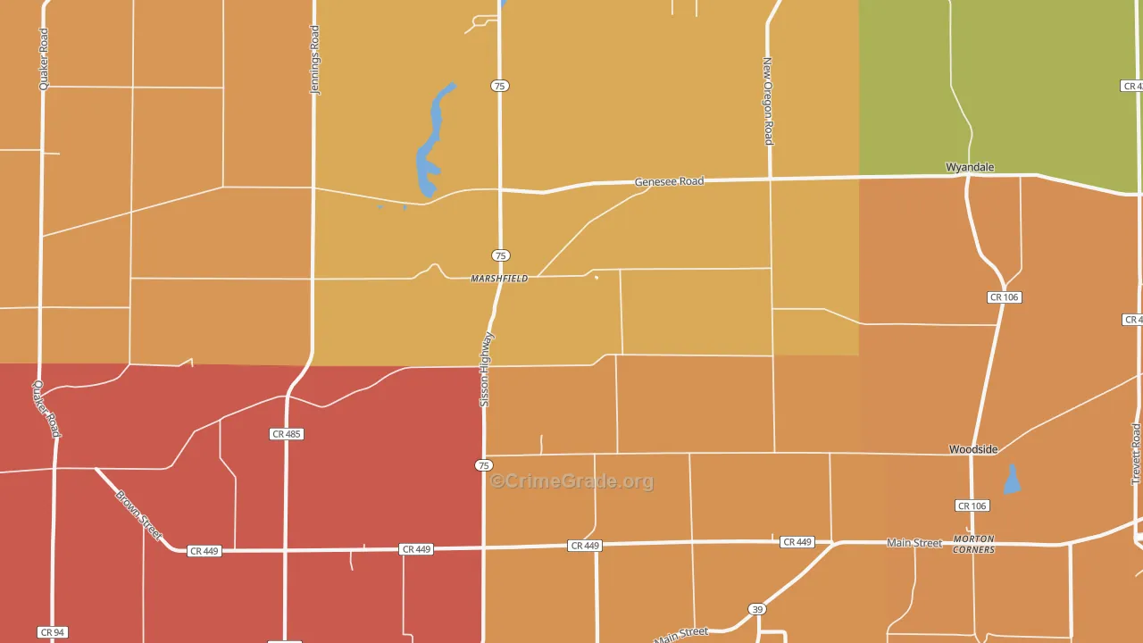 Marshfield, NY Map of Burglary Rates