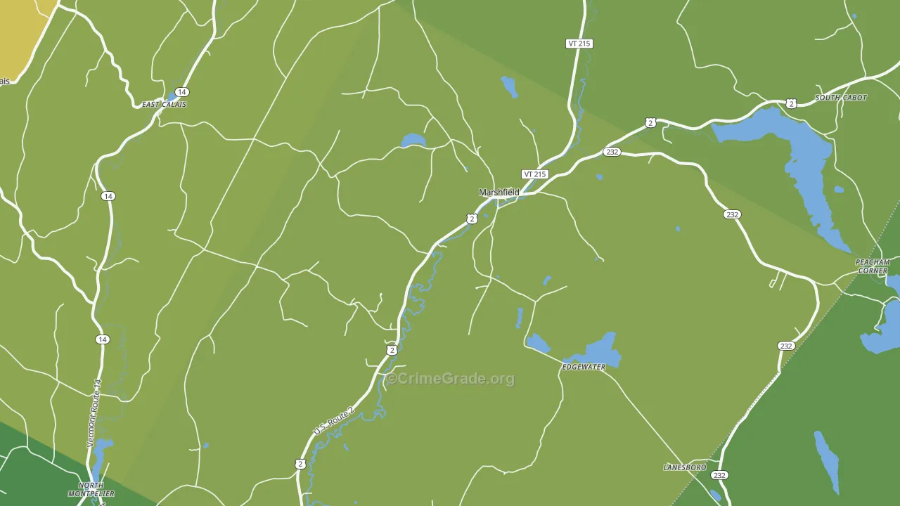 Marshfield, VT Map of Burglary Rates