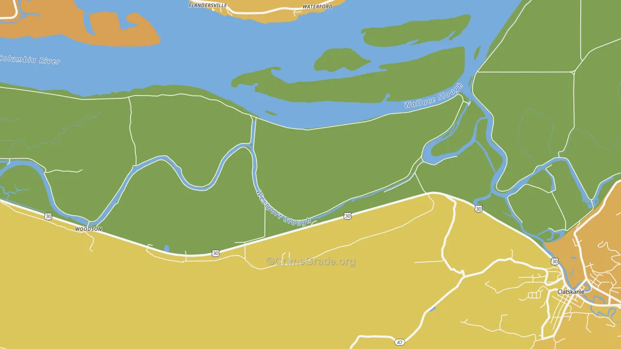Marshland, OR Map of Burglary Rates
