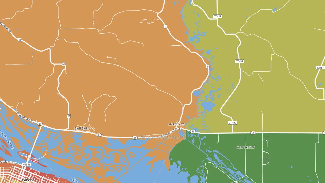 Marshland, WI Map of Burglary Rates