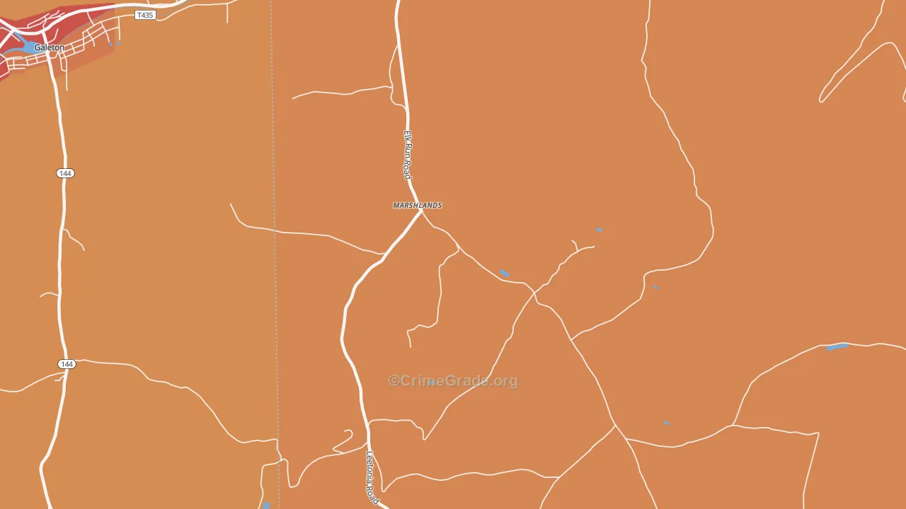 Marshlands, PA Map of Burglary Rates