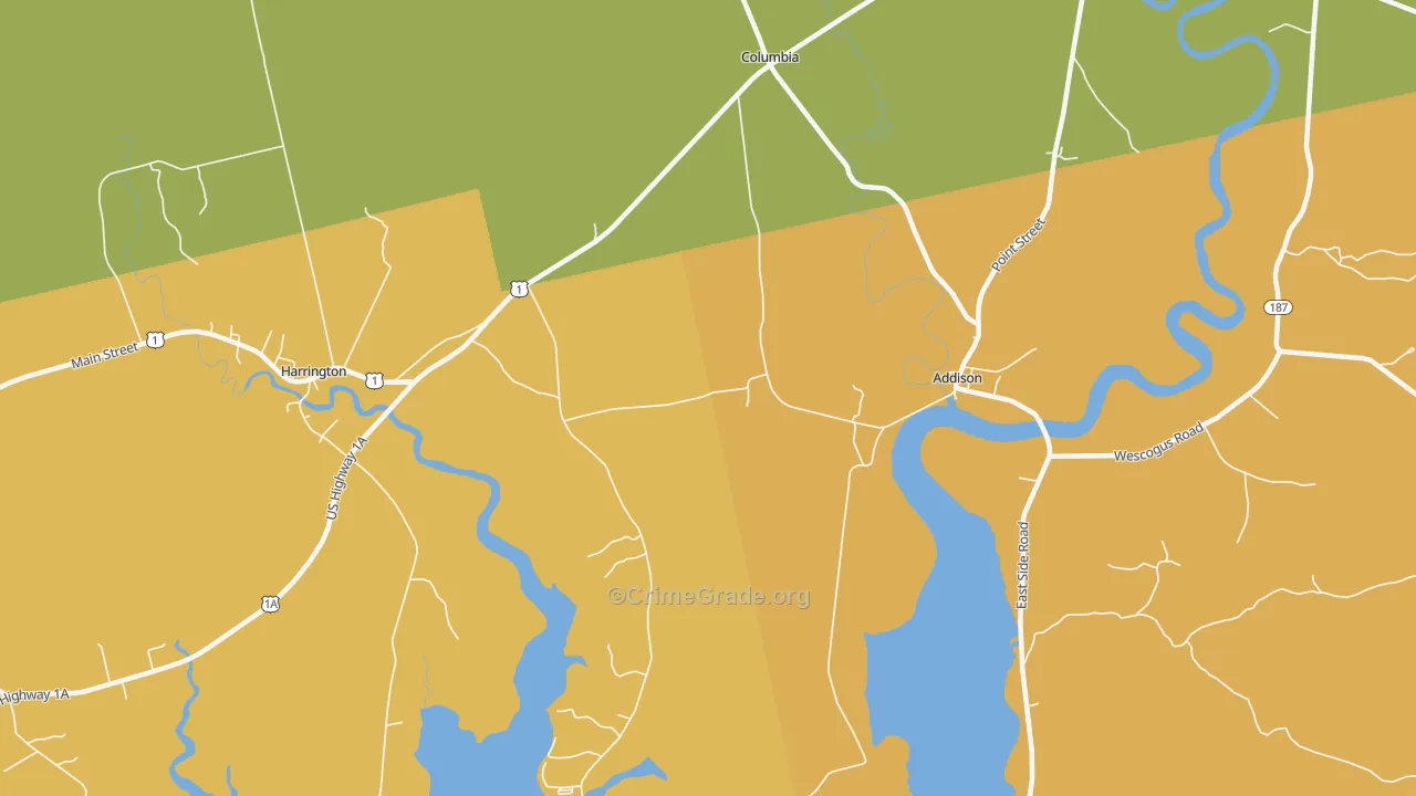 Marshville, ME Map of Burglary Rates