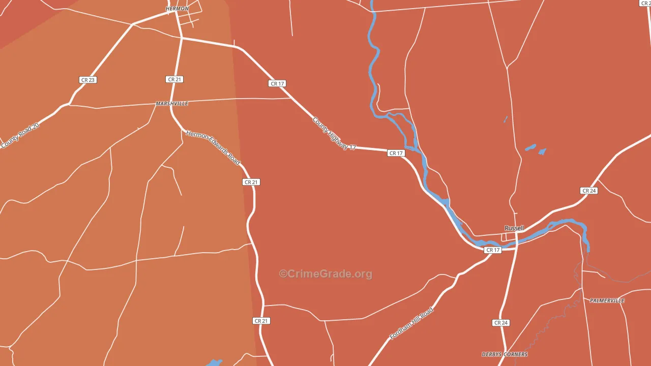 Marshville, NY Map of Burglary Rates