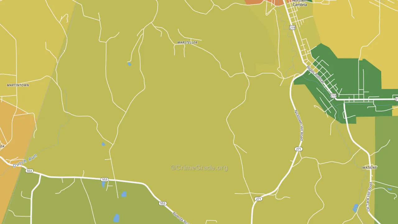 Marsteller, PA Map of Burglary Rates