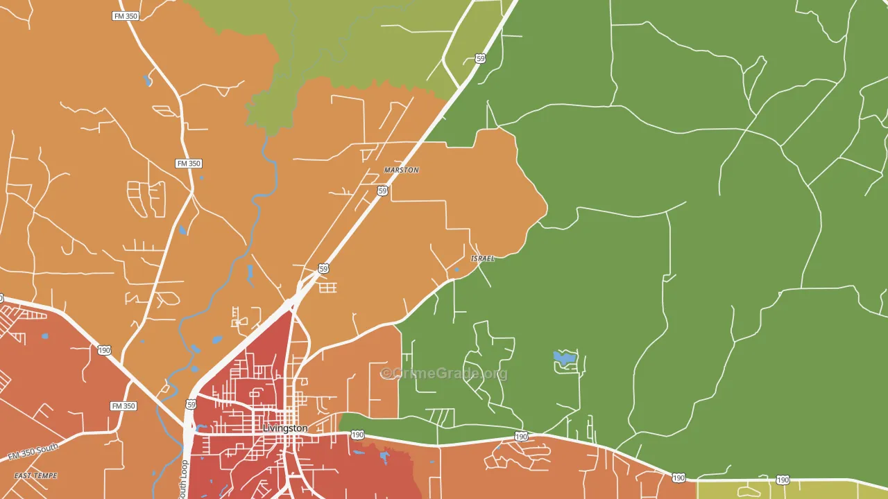 Marston, TX Map of Burglary Rates