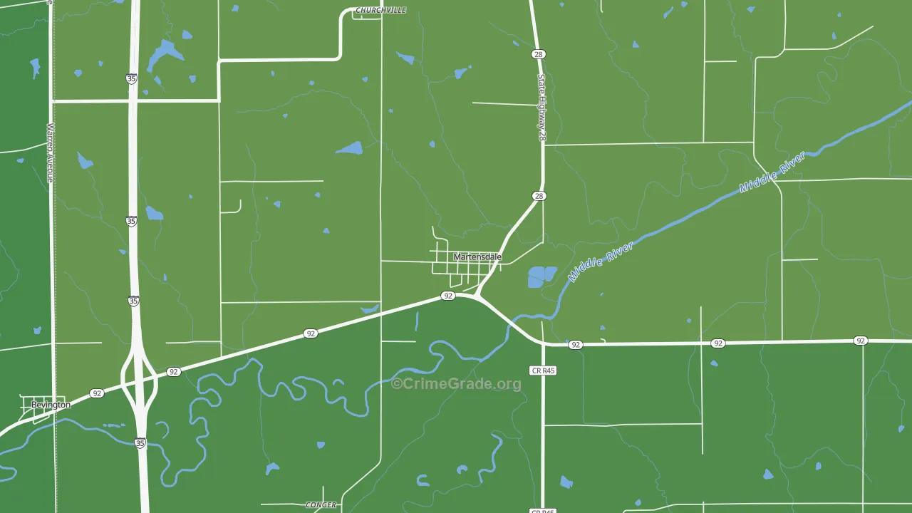 Martensdale, IA Map of Burglary Rates
