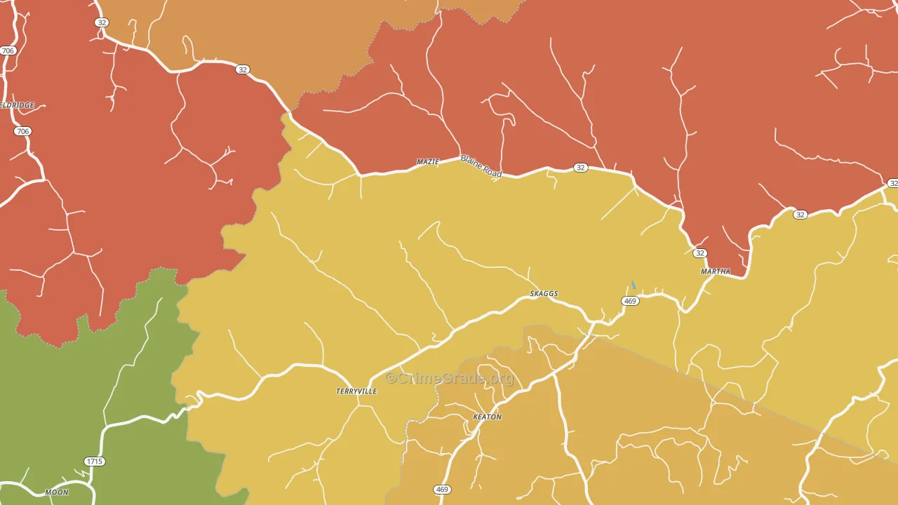 Martha, KY Map of Burglary Rates