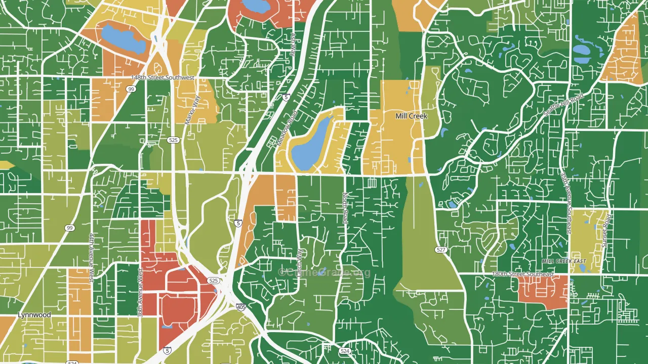 Martha Lake, Lynnwood, WA Map of Burglary Rates