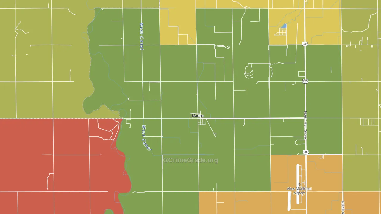 Martha, OK Map of Burglary Rates