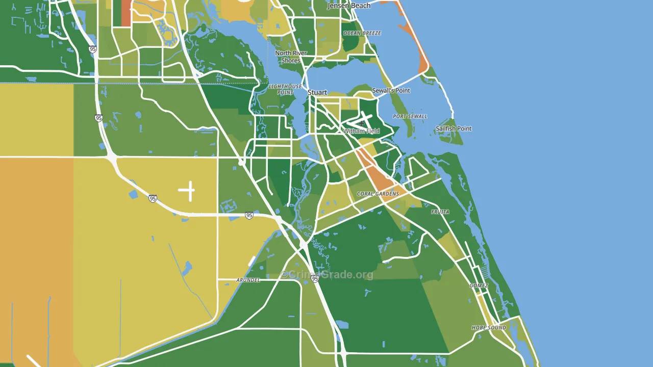 Martin County, FL Map of Burglary Rates