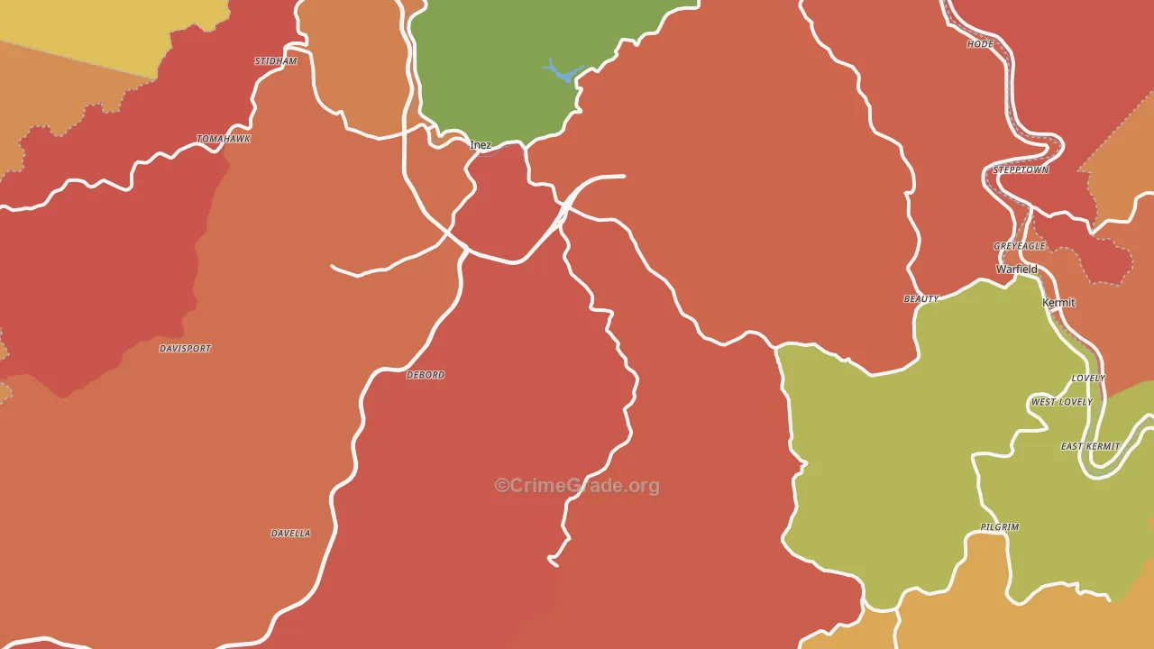 Martin County, KY Map of Burglary Rates
