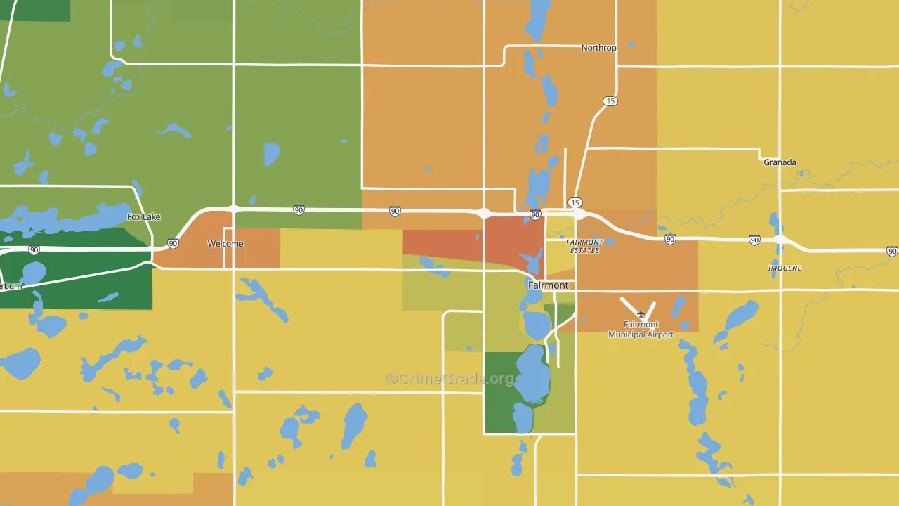 Martin County, MN Map of Burglary Rates