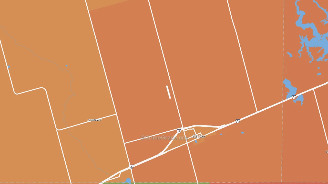Martin County, TX Map of Burglary Rates