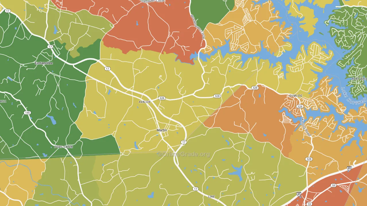 Martin, GA Map of Burglary Rates