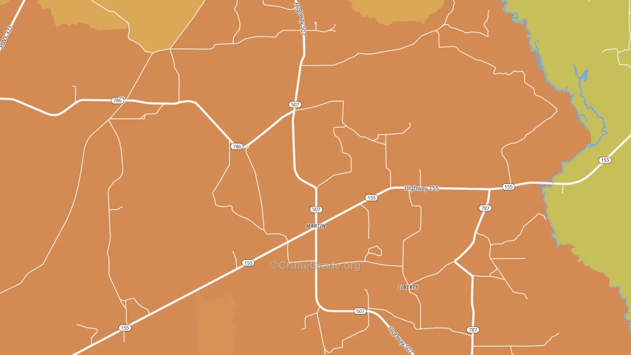 Martin, LA Map of Burglary Rates