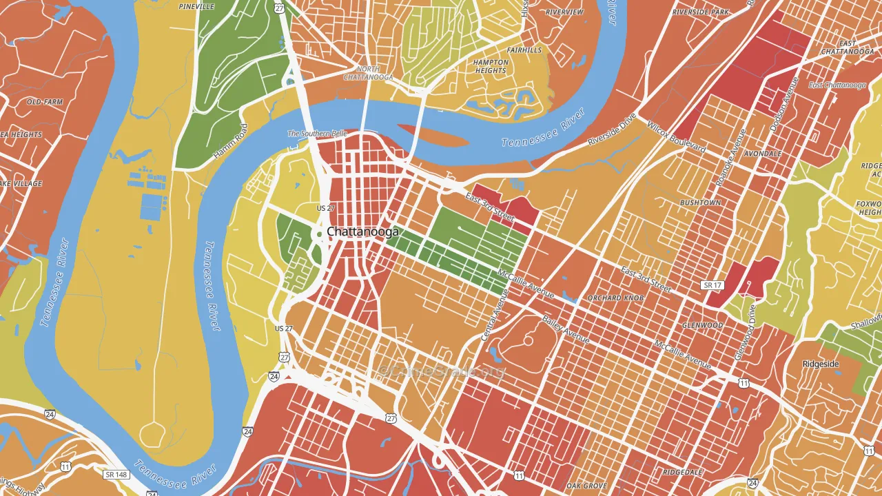 Martin Luther King, Chattanooga, TN Map of Burglary Rates