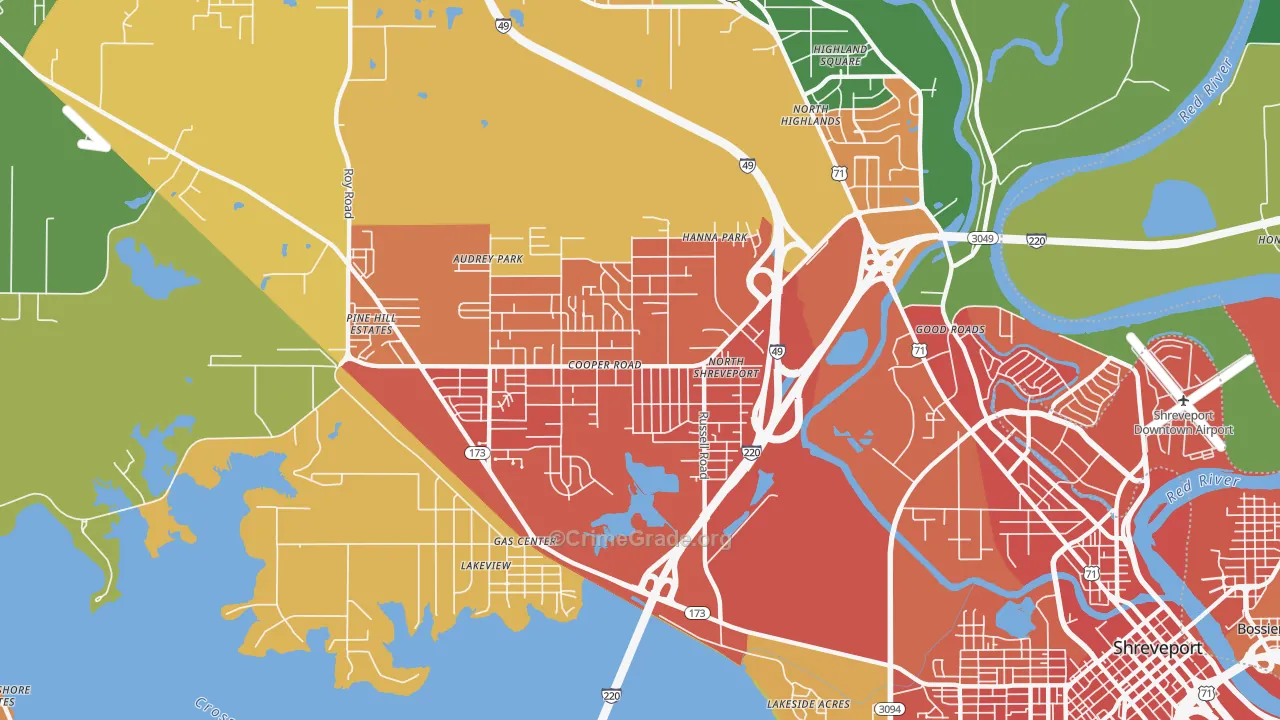 Martin Luther King, Shreveport, LA Map of Burglary Rates