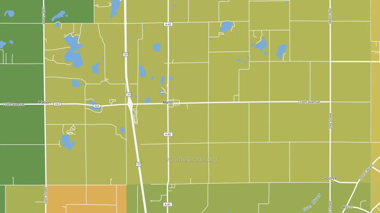 Martin, MI Map of Burglary Rates