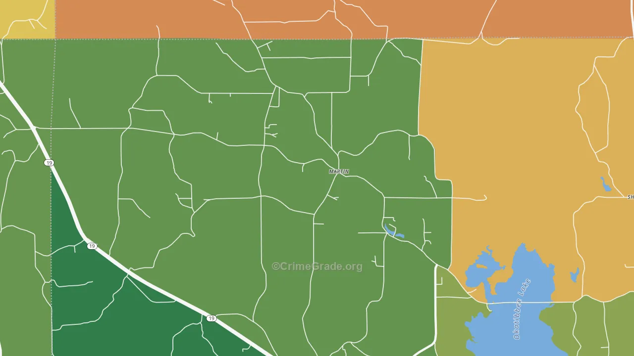 Martin, MS Map of Burglary Rates