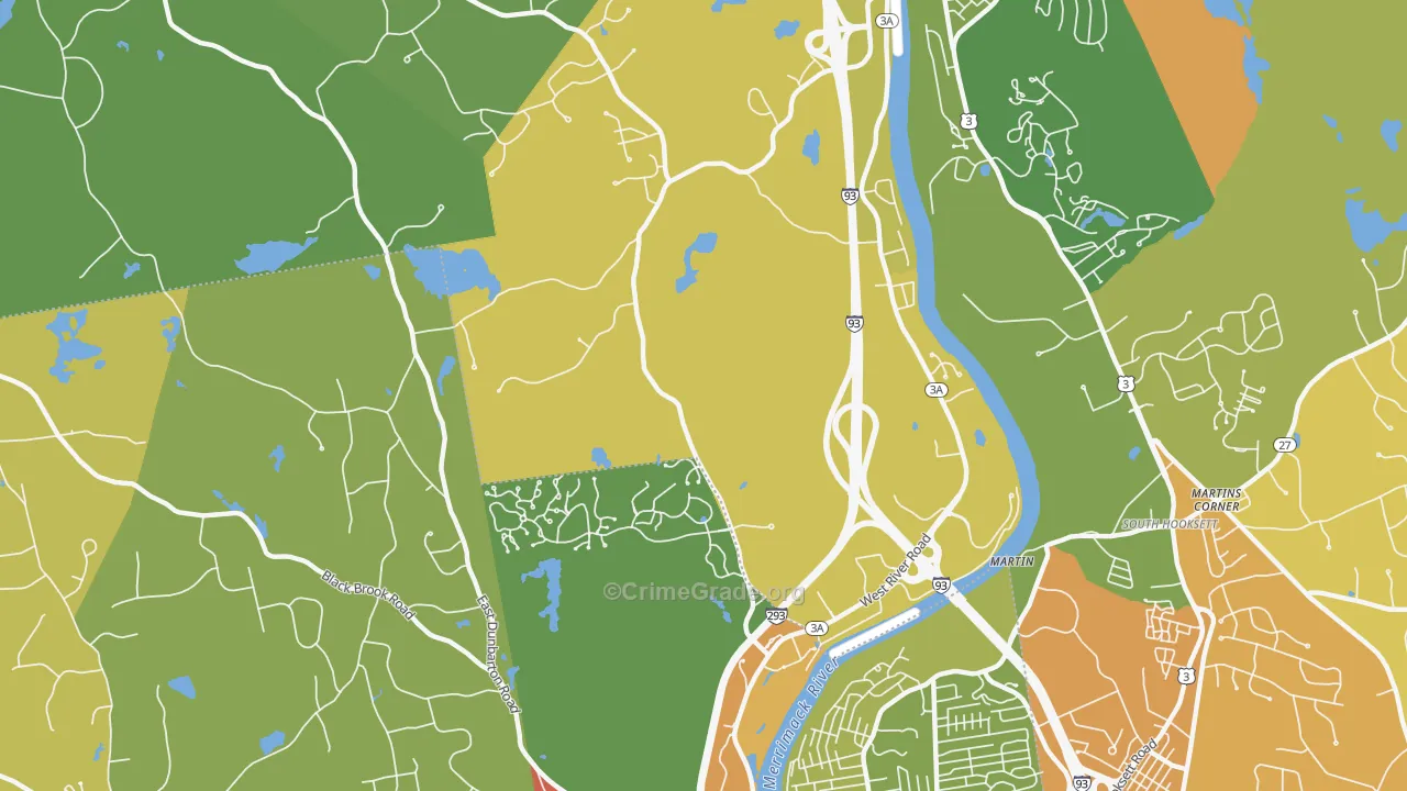 Martin, NH Map of Burglary Rates