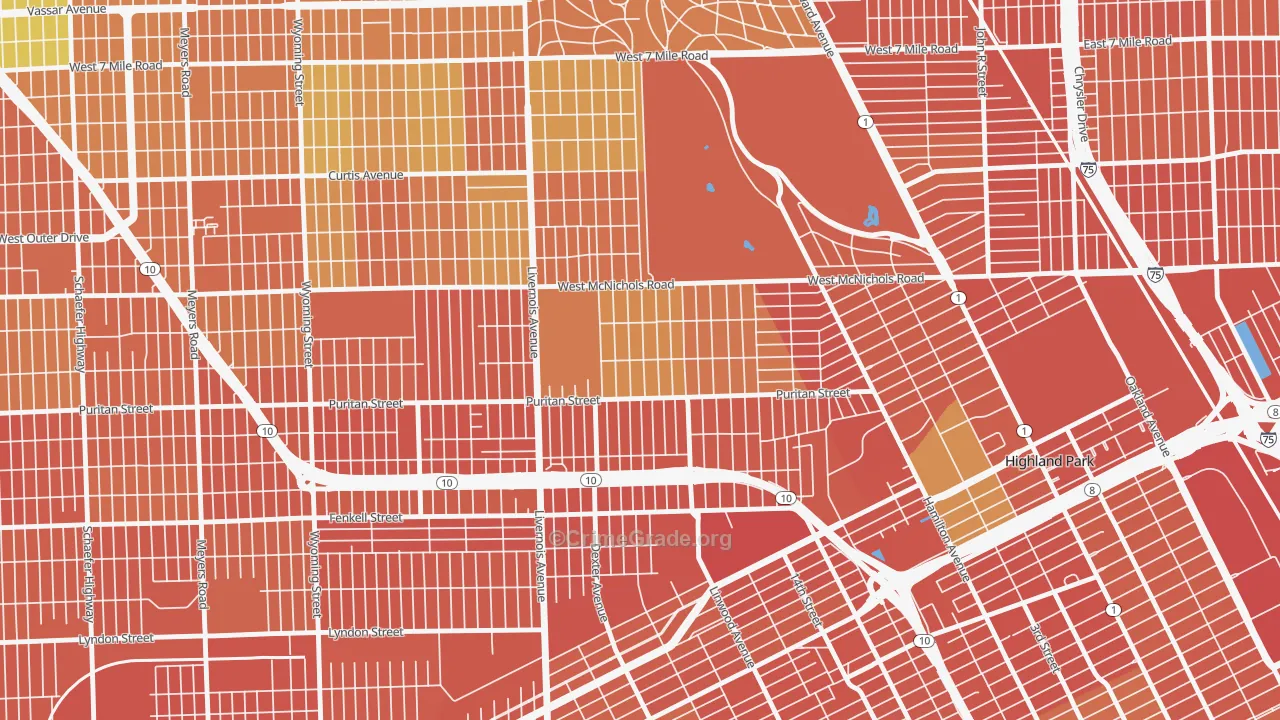 Martin Park, Detroit, MI Map of Burglary Rates