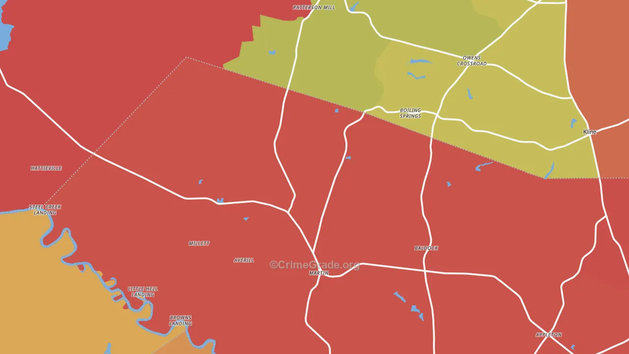Martin, SC Map of Burglary Rates
