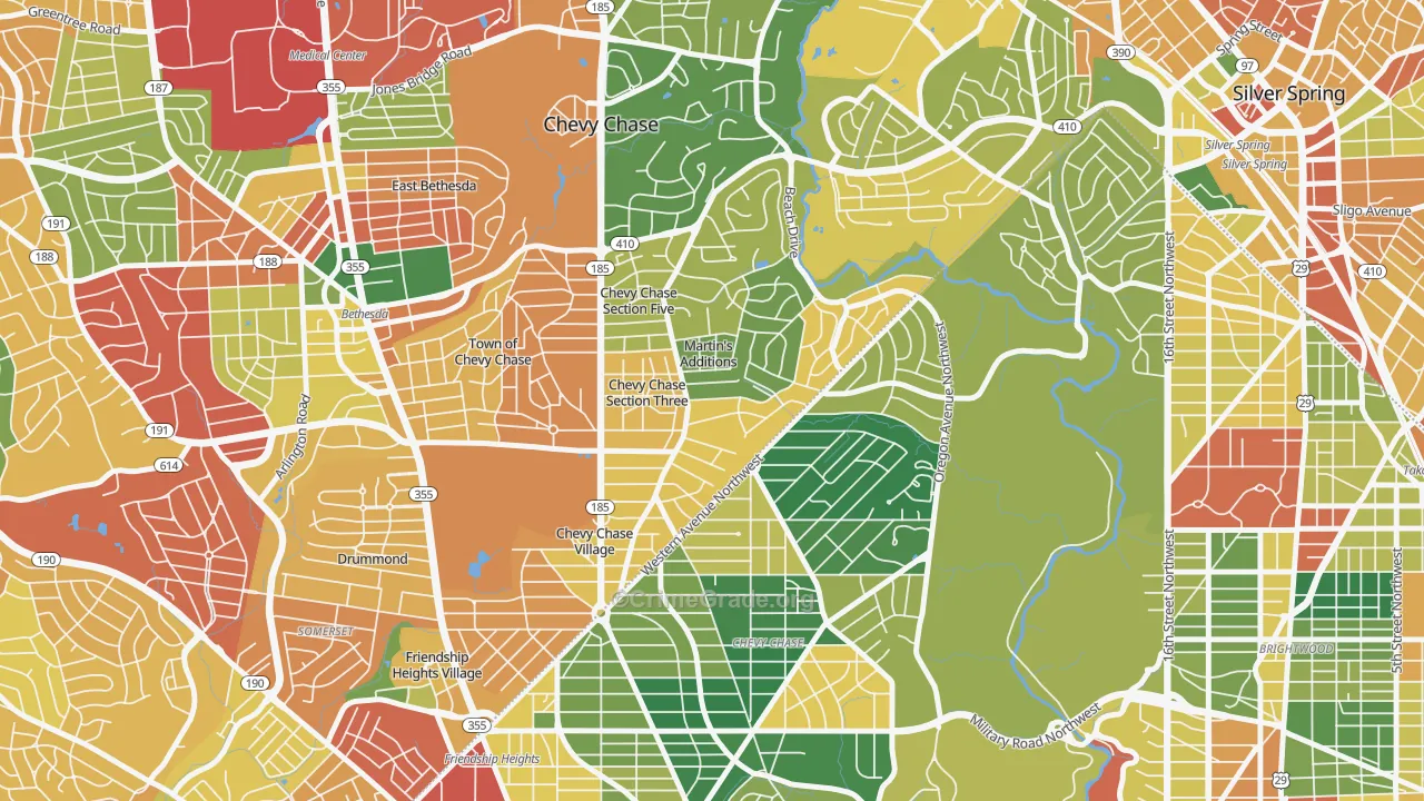 Martins Additions, MD Map of Burglary Rates